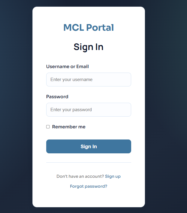 MCL Portal homepage